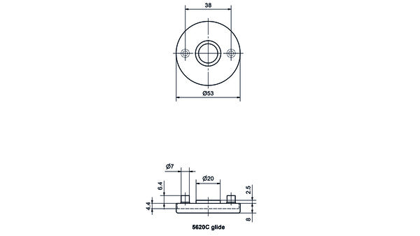 Drückerrosette 5620 CN matt 20mm glide