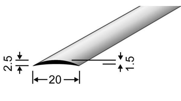 Hohlflachschienen 20 x 2,5 mm Länge 2700