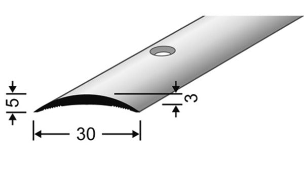 Hohlflachschienen gelocht silber, 30mm,
