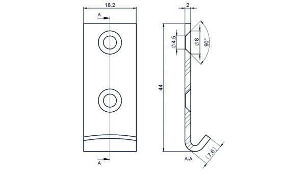 Kloben, gerade, 44x18/2,0 mm Stahl verzi