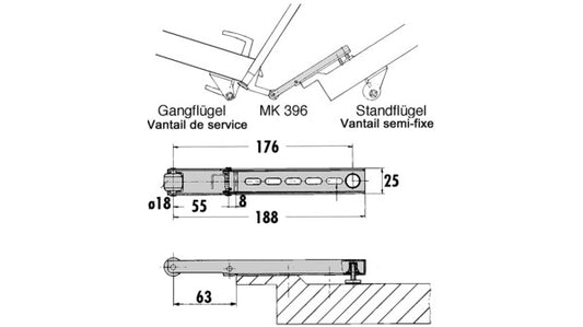 Mitnehmerklappe DORMA MK 396 Stahl verzi