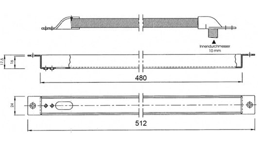 Kabelübergang verdeckt 480mm