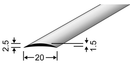 Hohlflachschienen silber, 20mm, 5 m