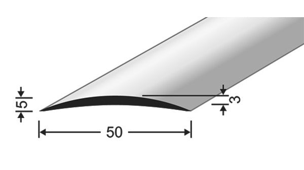 Hohlflachschienen silber, 50mm, 5 m