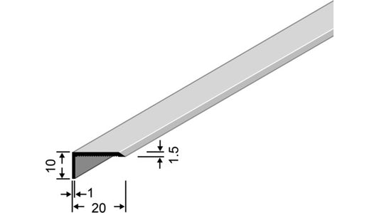 Winkelabdeckprofil ungelocht 20x10, 3m
