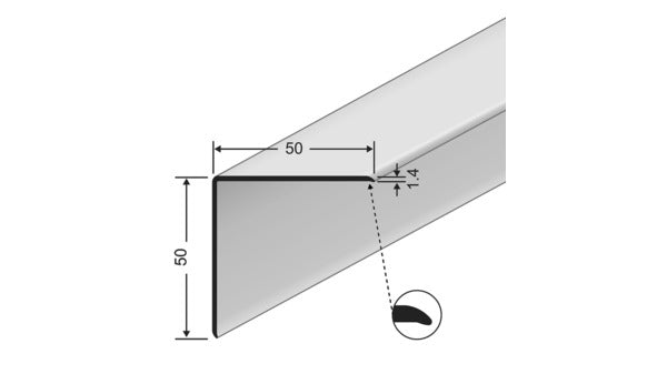 Eckschutzwinkel ungelocht 50x50. 2.5m