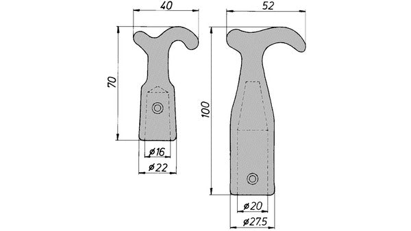 Stockhaken, Aluminium Innen-ø 20 mm