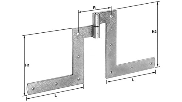 Winkelband-Scharniere, rechts verzinkt,