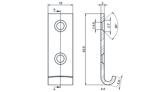 Kloben, gerade, 46x15/2,0 mm Stahl verzi