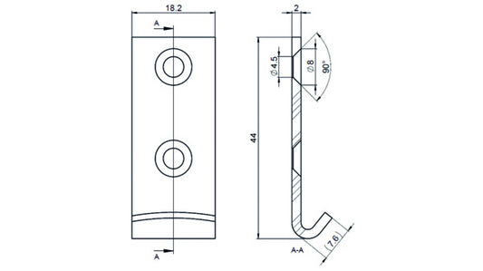 Kloben, gerade, 44x18/2,0 mm Stahl verzi