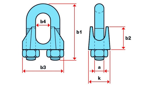 Drahtseilklemmen, verzinkt für Seil-ø 2,