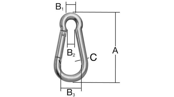 Karabinerhaken, Dicke 6 mm Stahl verzink